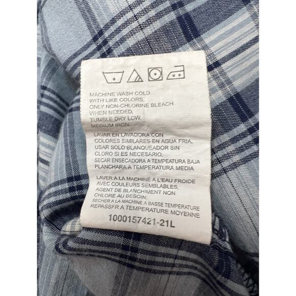 Wrangler Men’s Western Plaid Snap Button Shirt Blue Gray Short Sleeve XXL - Picture 9 of 10